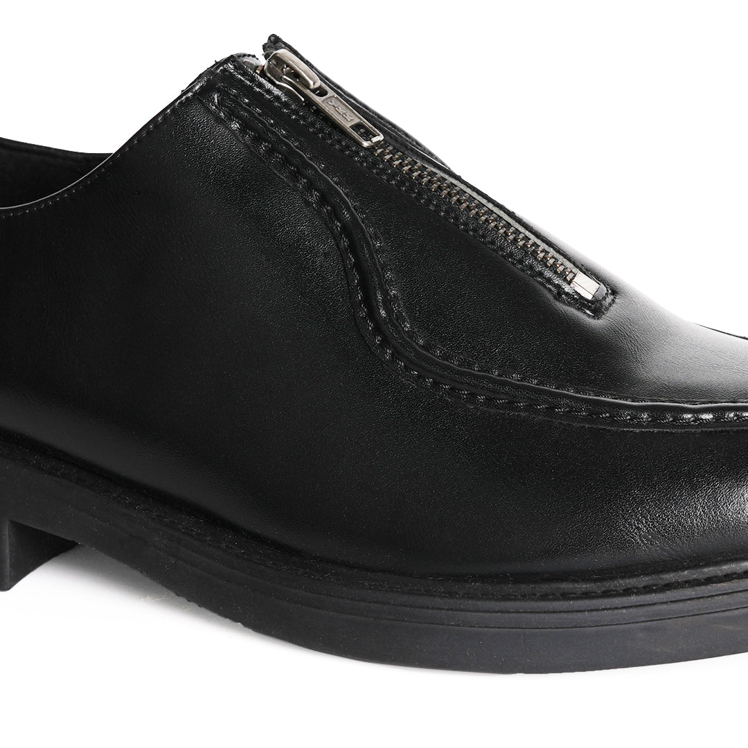 Monkstory Cosmopolitan Zip-Up Loafers  - Black