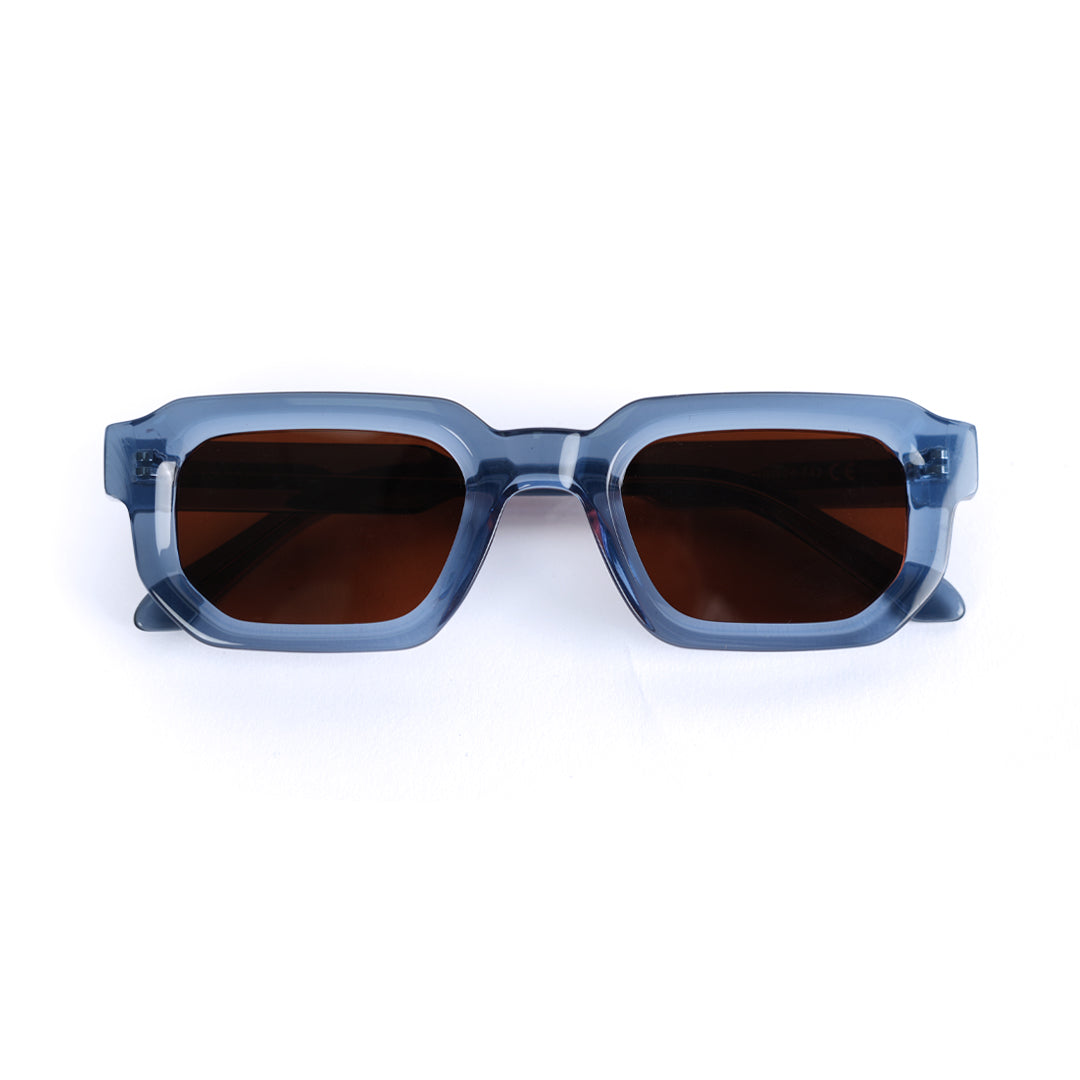 Monkstory Geometric Acetate Unisex Sunglasses - Transparent Blue