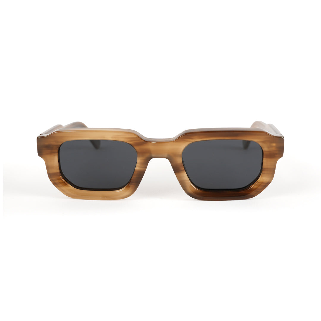 Monkstory Geometric Acetate Unisex Sunglasses - Marbleous Brown