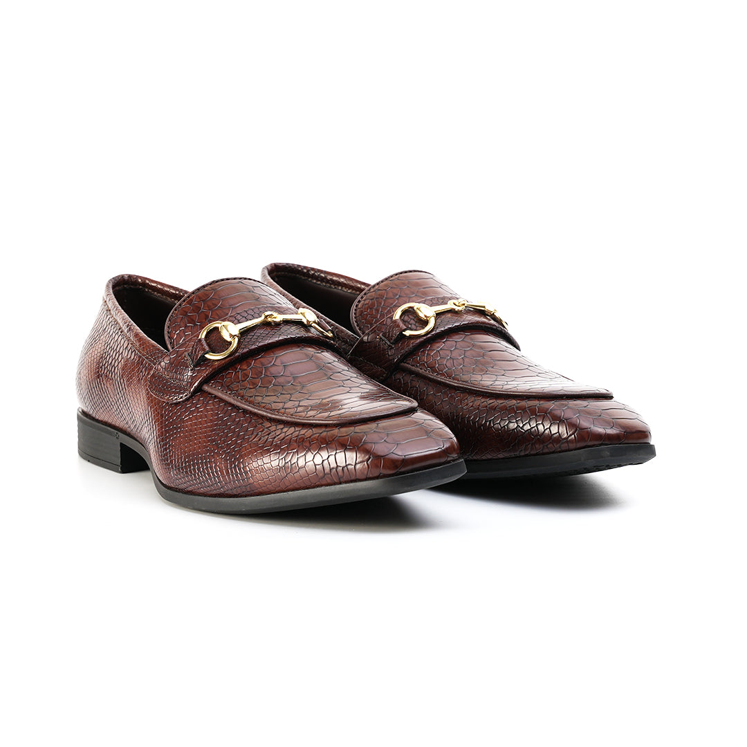 Monkstory Horsebit Snake-Effect Slip-Ons - Brown