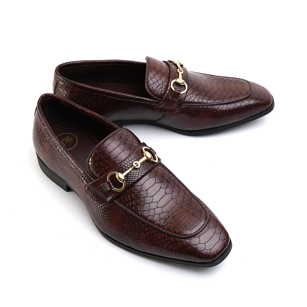 Monkstory Horsebit Snake-Effect Slip-Ons - Brown