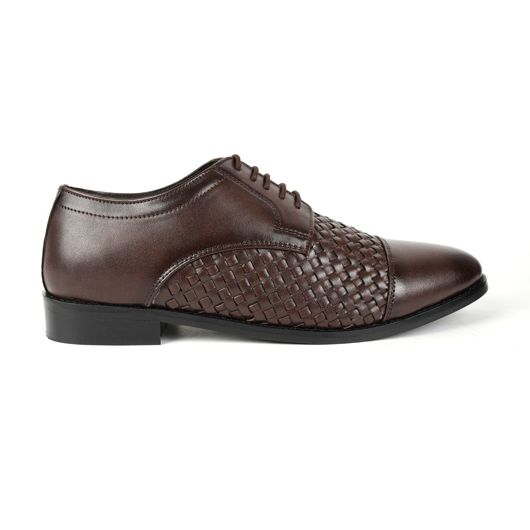 Monkstory Braided Captoe Lace-up Shoes - Dark Brown.