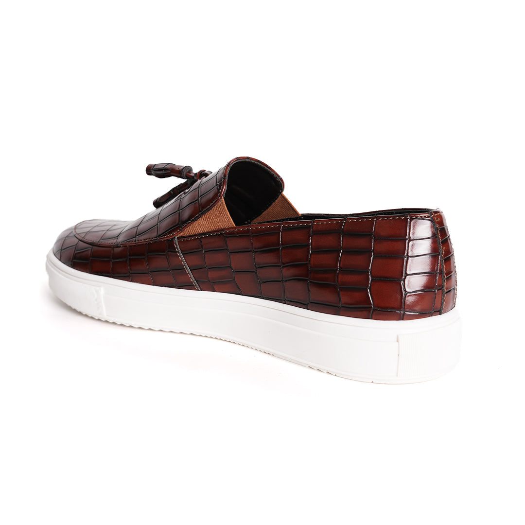 Monkstory Chic Croc Sneakers  - Deep Burgundy