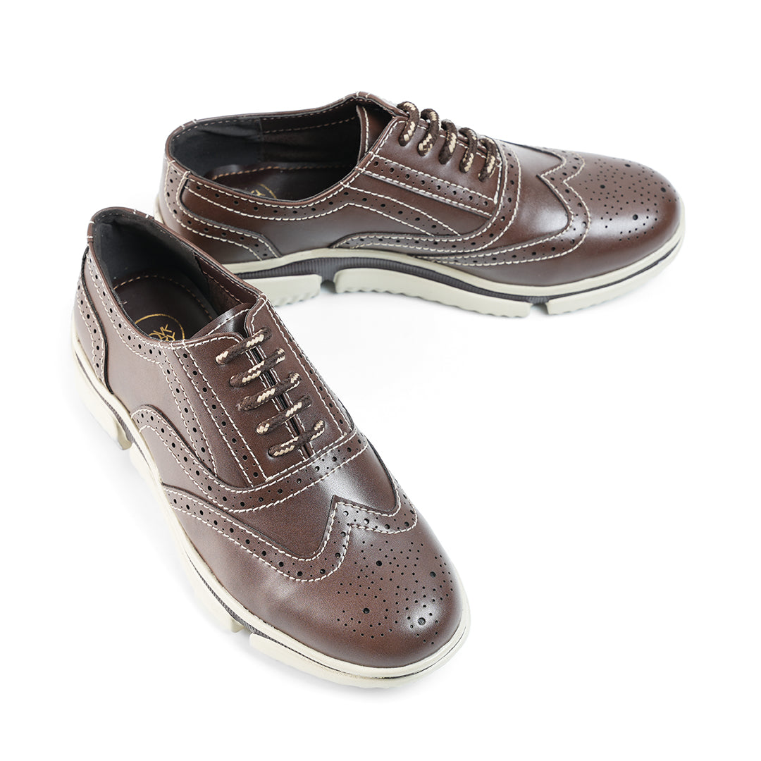 Monkstory Gravity Lift Ultra-Comfort Brogue Sneakers - Brown