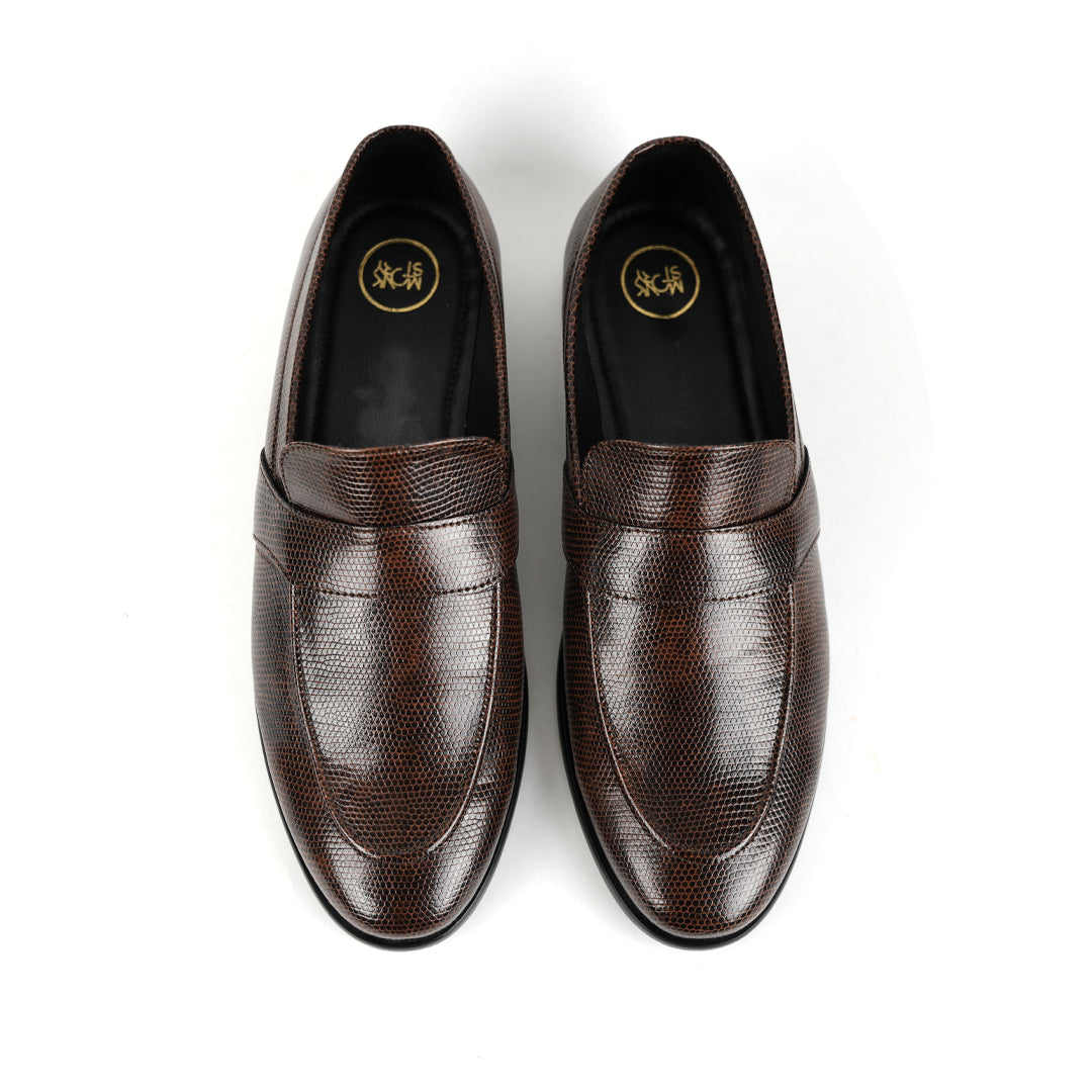 Monkstory Grain Pattern Formal Shoes - Brown