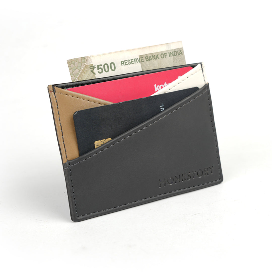 Monkstory Slim Colorblock Card Holder - Grey