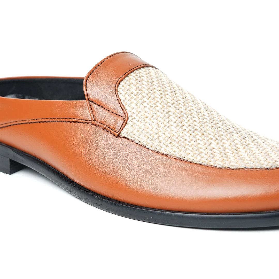 Monkstory Half Mule Shoes, a minimalist men's loafer with jute detailing.