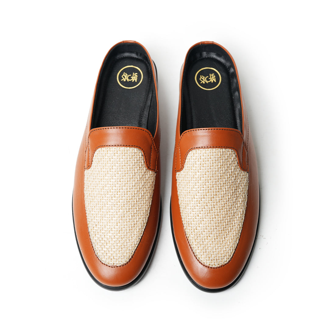 Monkstory Half Mule Shoes, a minimalist men's loafer with jute detailing.