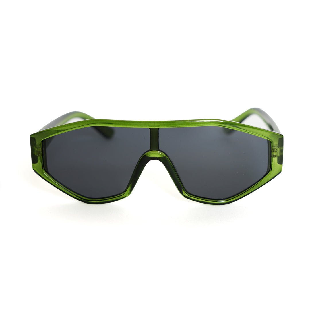 A pair of Monkstory Vogue Unisex sunglasses - green with UV protection on a white background.