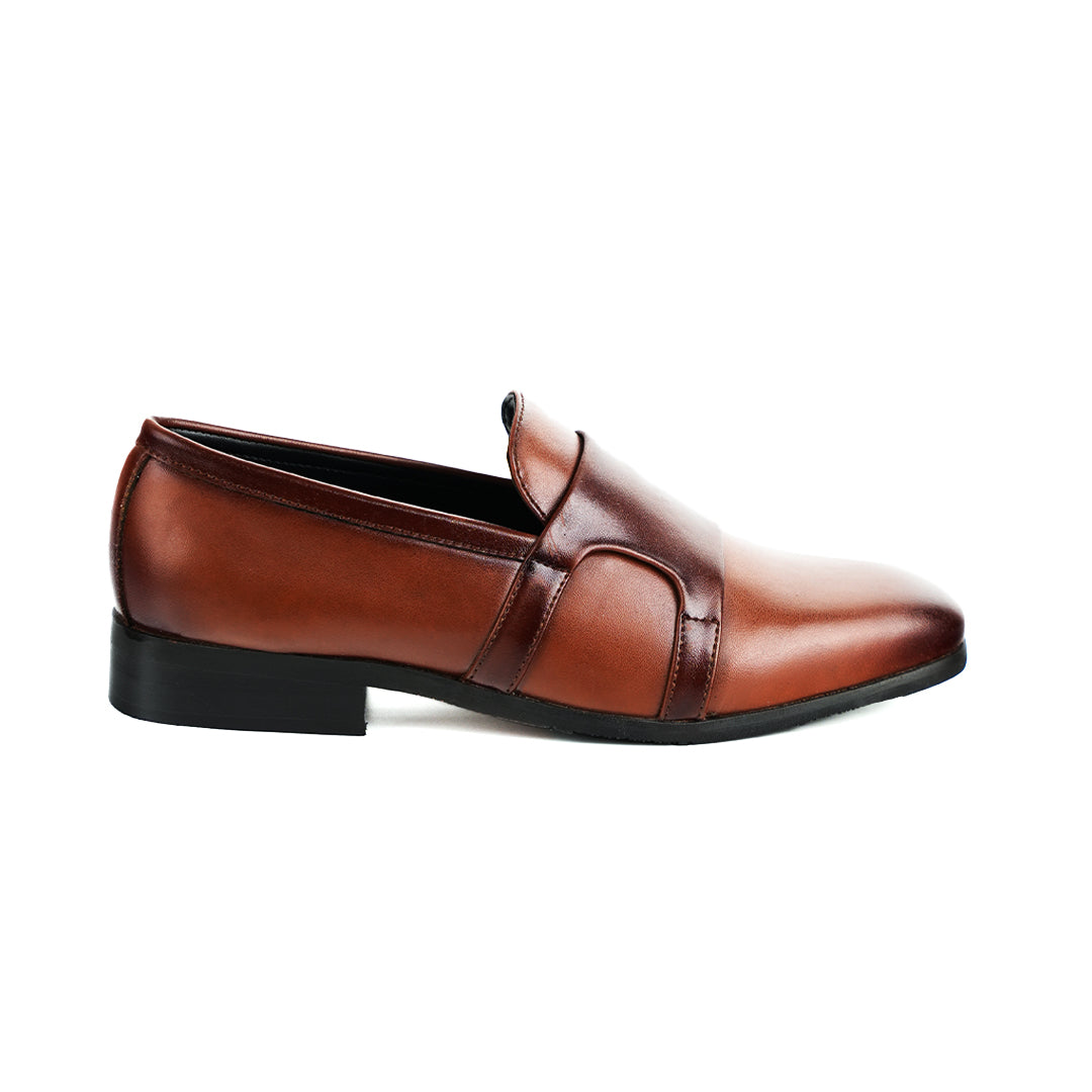 Monkstory Double Monk Flexi Business Slip-Ons - Burnish Tan