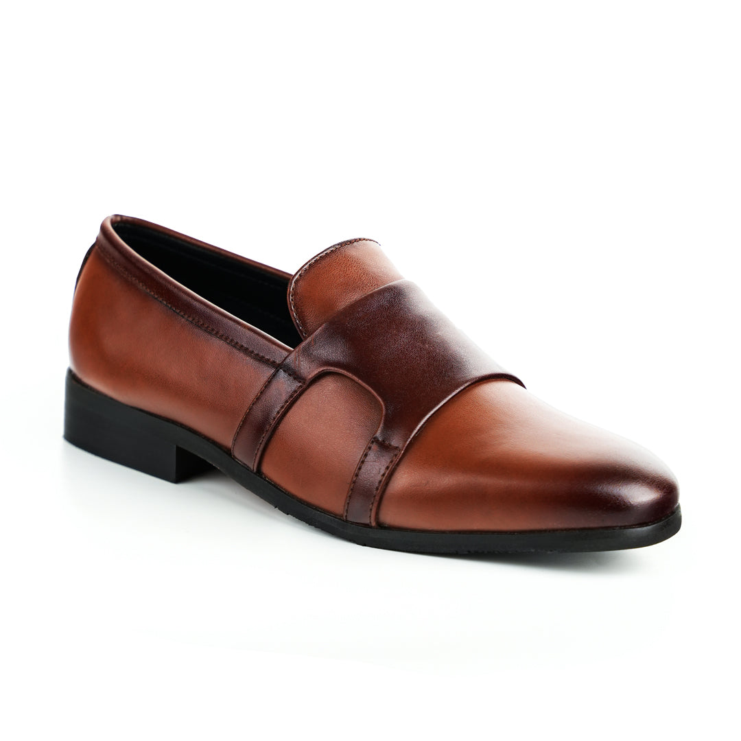 Monkstory Double Monk Flexi Business Slip-Ons - Burnish Tan