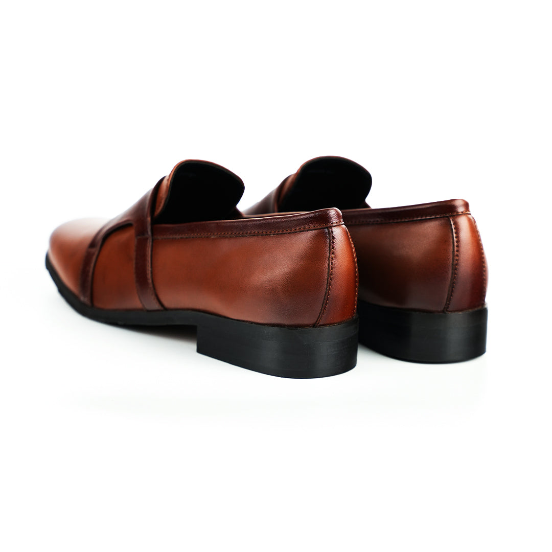 Monkstory Double Monk Flexi Business Slip-Ons - Burnish Tan