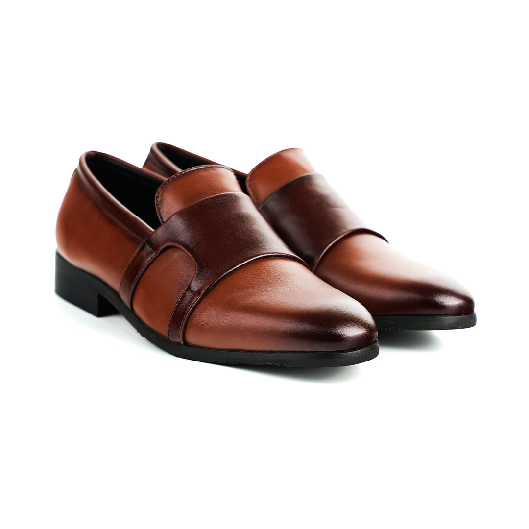 Monkstory Double Monk Flexi Business Slip-Ons - Burnish Tan