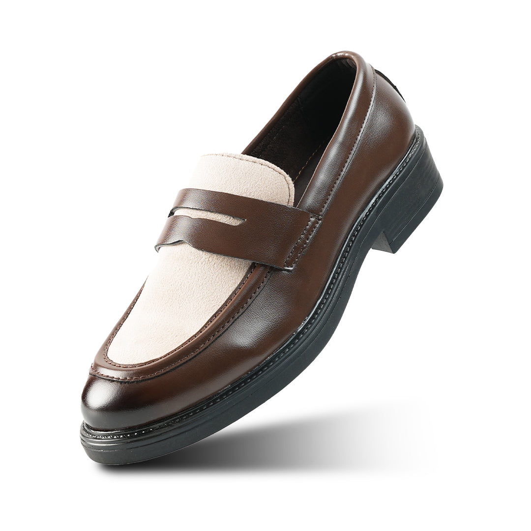 Monkstory Cosmopolitan Contrast Penny Loafers  - Brown/Beige