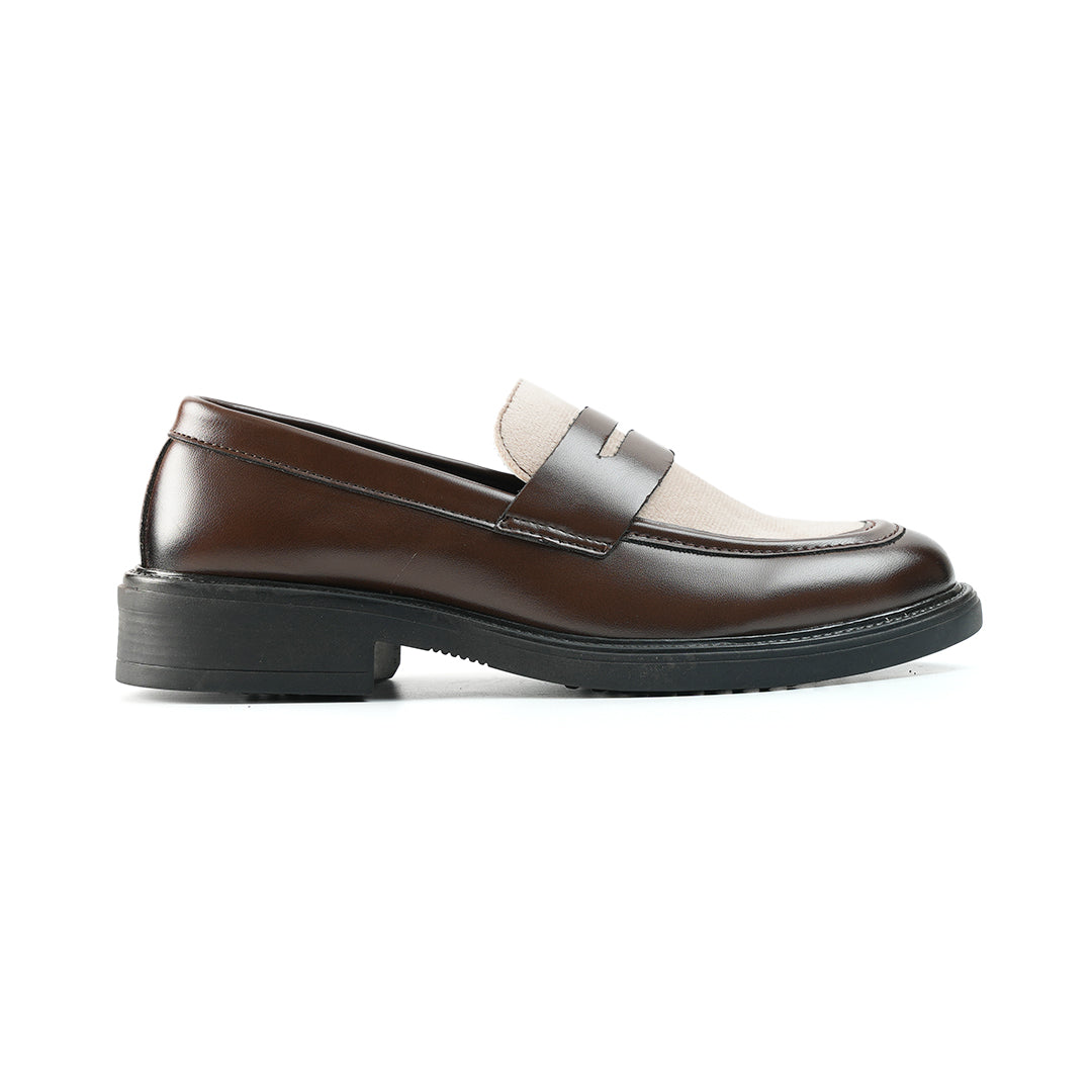 Monkstory Cosmopolitan Contrast Penny Loafers  - Brown/Beige