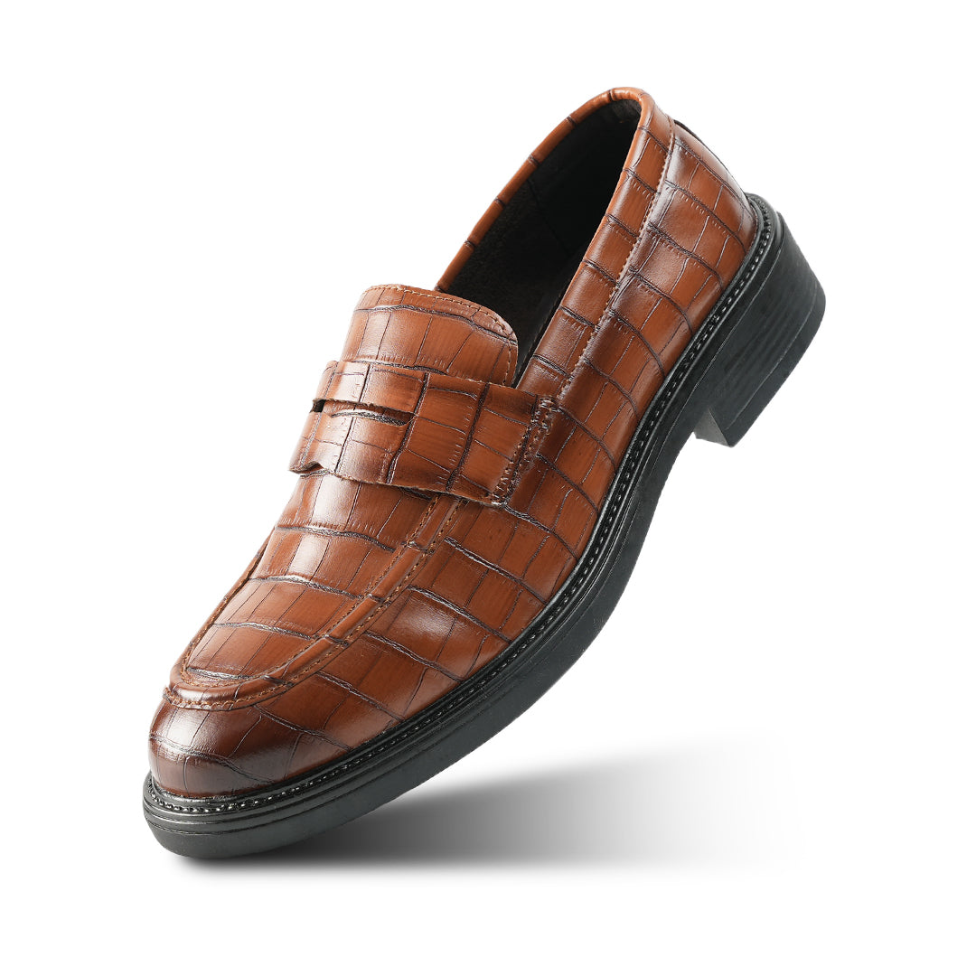 Monkstory Cosmopolitan Croco Penny Loafers  - Burnish Tan