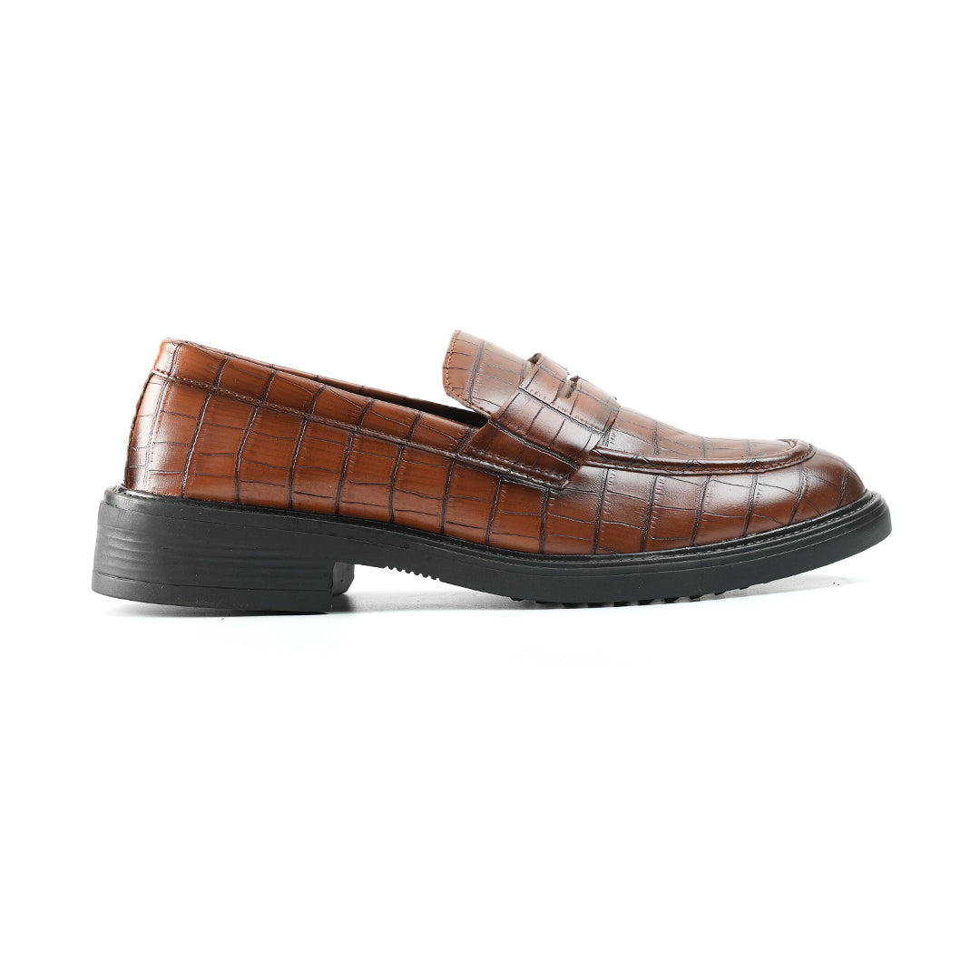 Monkstory Cosmopolitan Croco Penny Loafers  - Burnish Tan