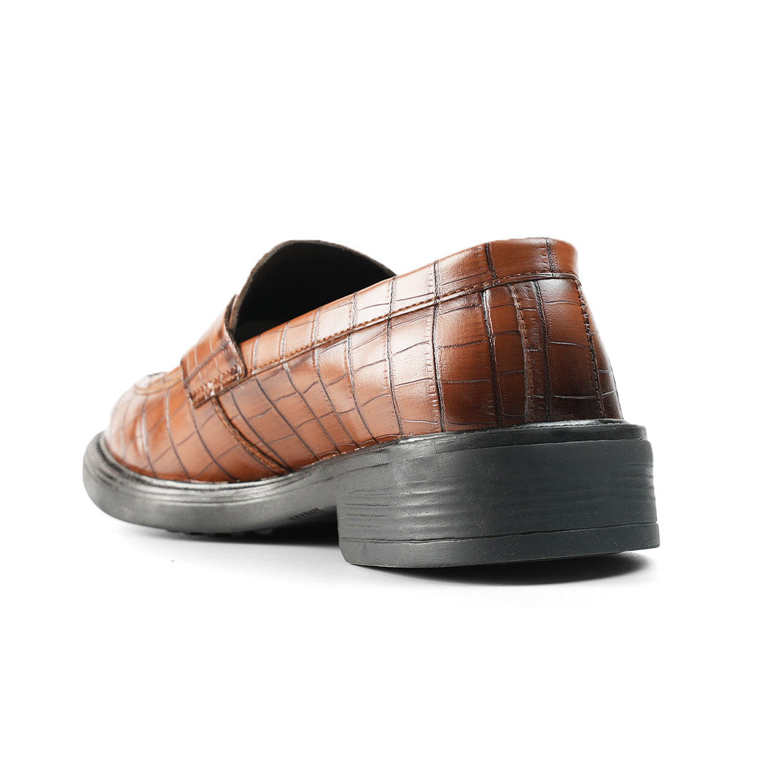 Monkstory Cosmopolitan Croco Penny Loafers  - Burnish Tan