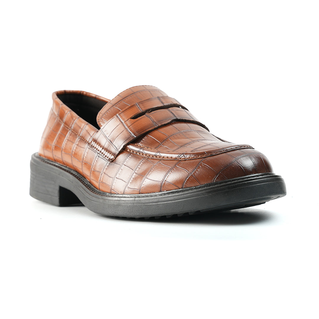 Monkstory Cosmopolitan Croco Penny Loafers  - Burnish Tan