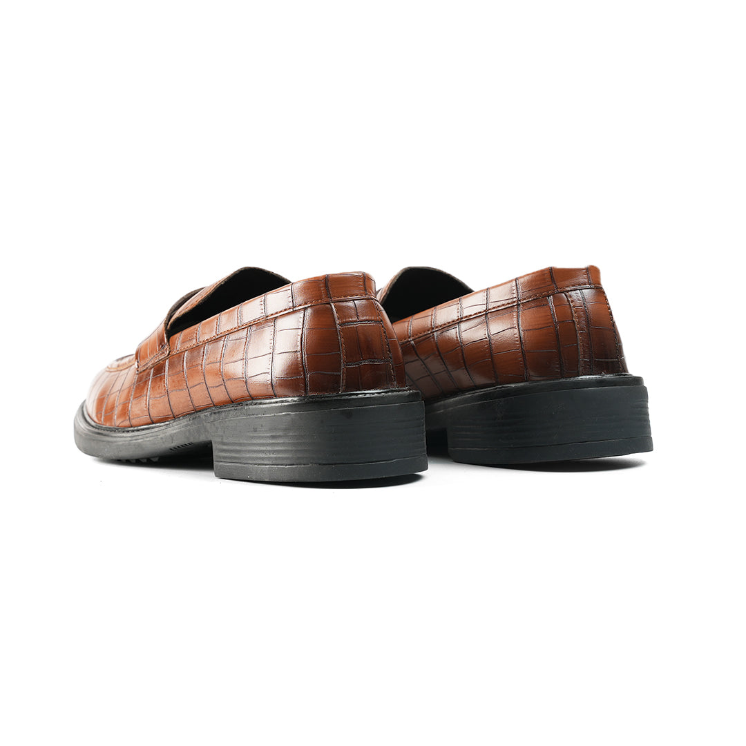 Monkstory Cosmopolitan Croco Penny Loafers  - Burnish Tan