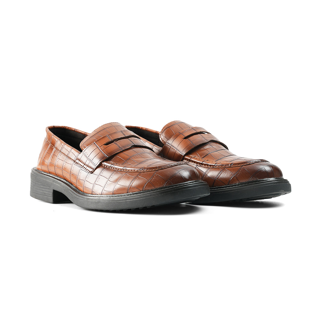 Monkstory Cosmopolitan Croco Penny Loafers  - Burnish Tan