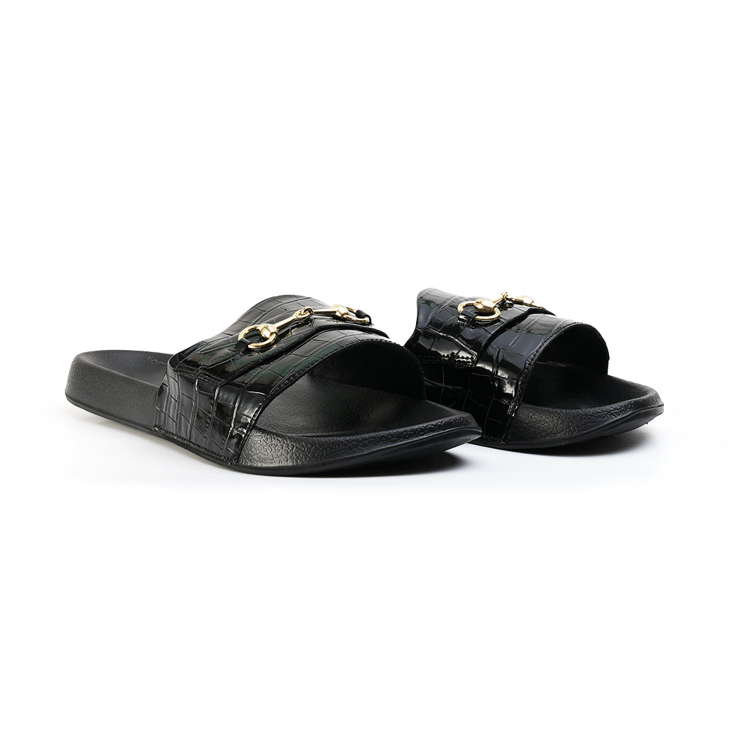 Monkstory Old Money Horsebit Sliders - Black