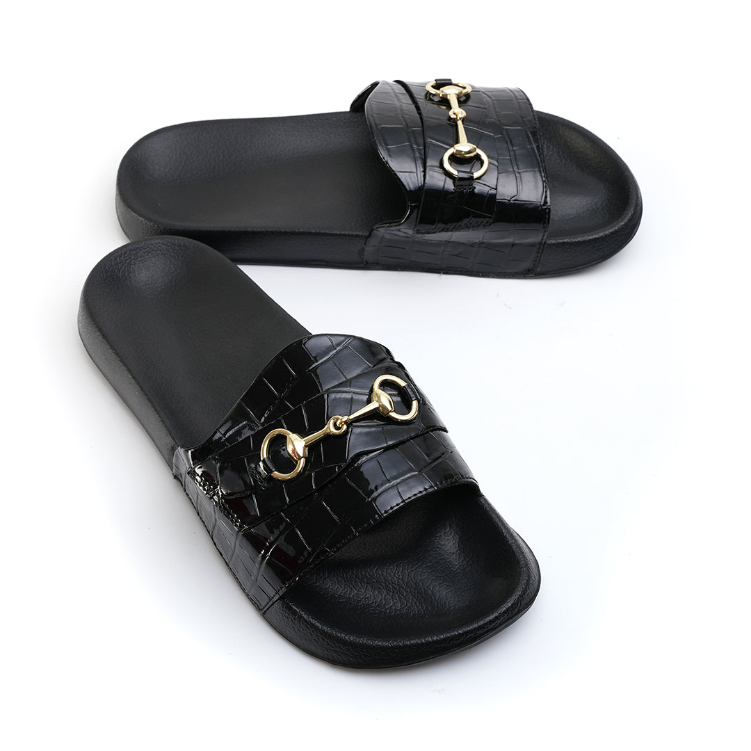 Monkstory Old Money Horsebit Sliders - Black