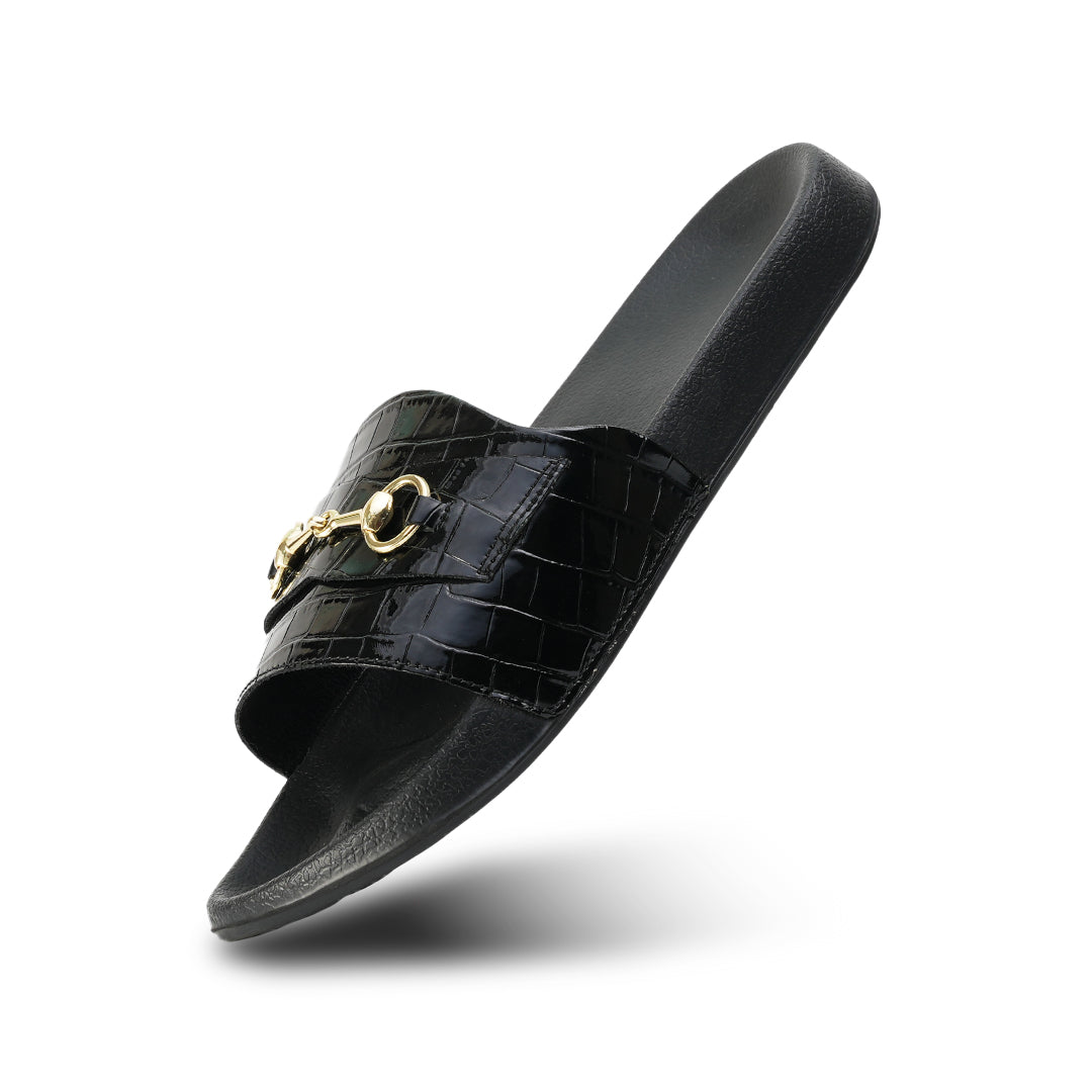 Monkstory Old Money Horsebit Sliders - Black