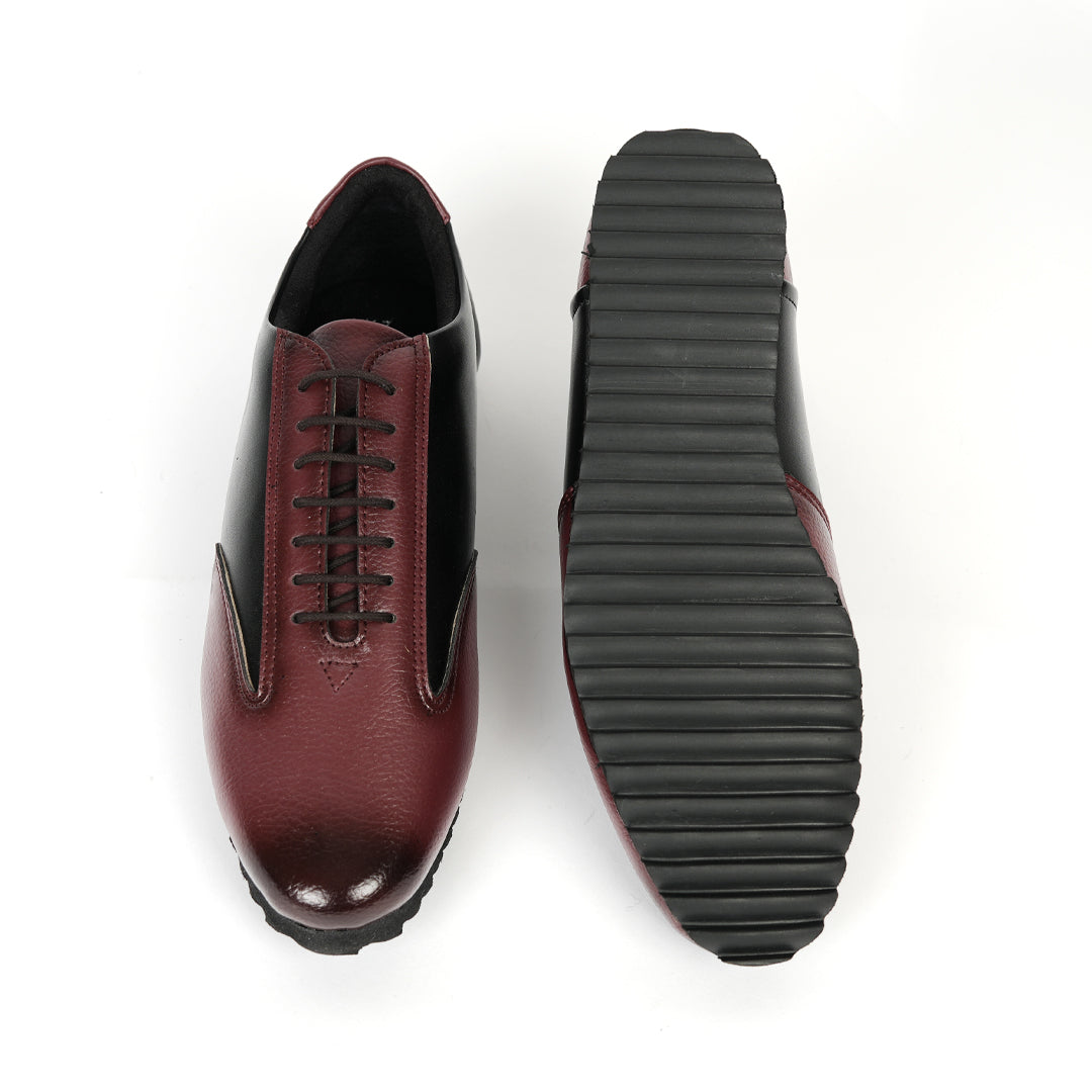 Monkstory Dual Colour Smart Sneakers - Burgundy & Black