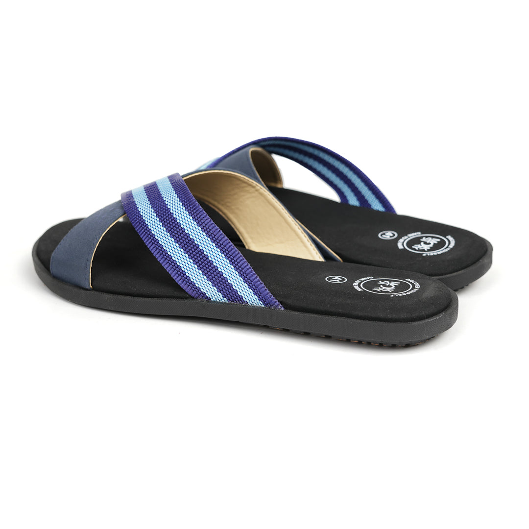 Monkstory Blue Striped Strap Sandals Black and Grey