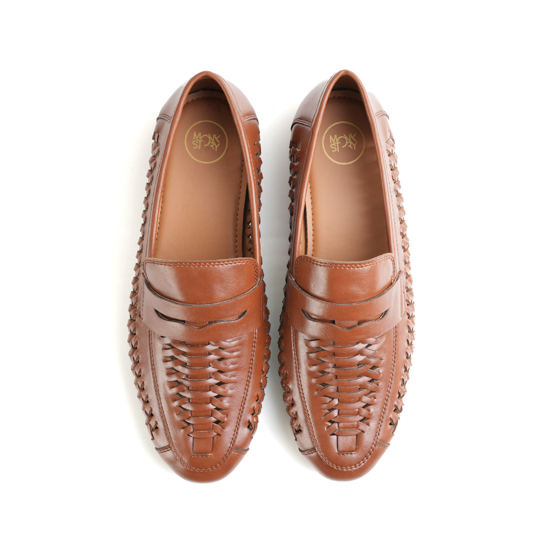 Monkstory Interwoven Slip-Ons- Burnish Tan