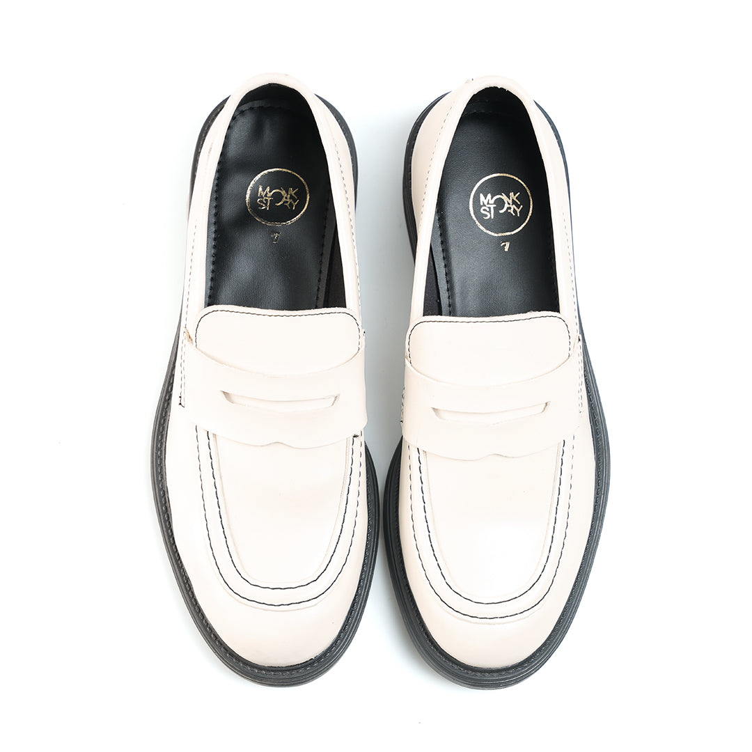 Monkstory Cosmopolitan Penny Loafers  - Off White