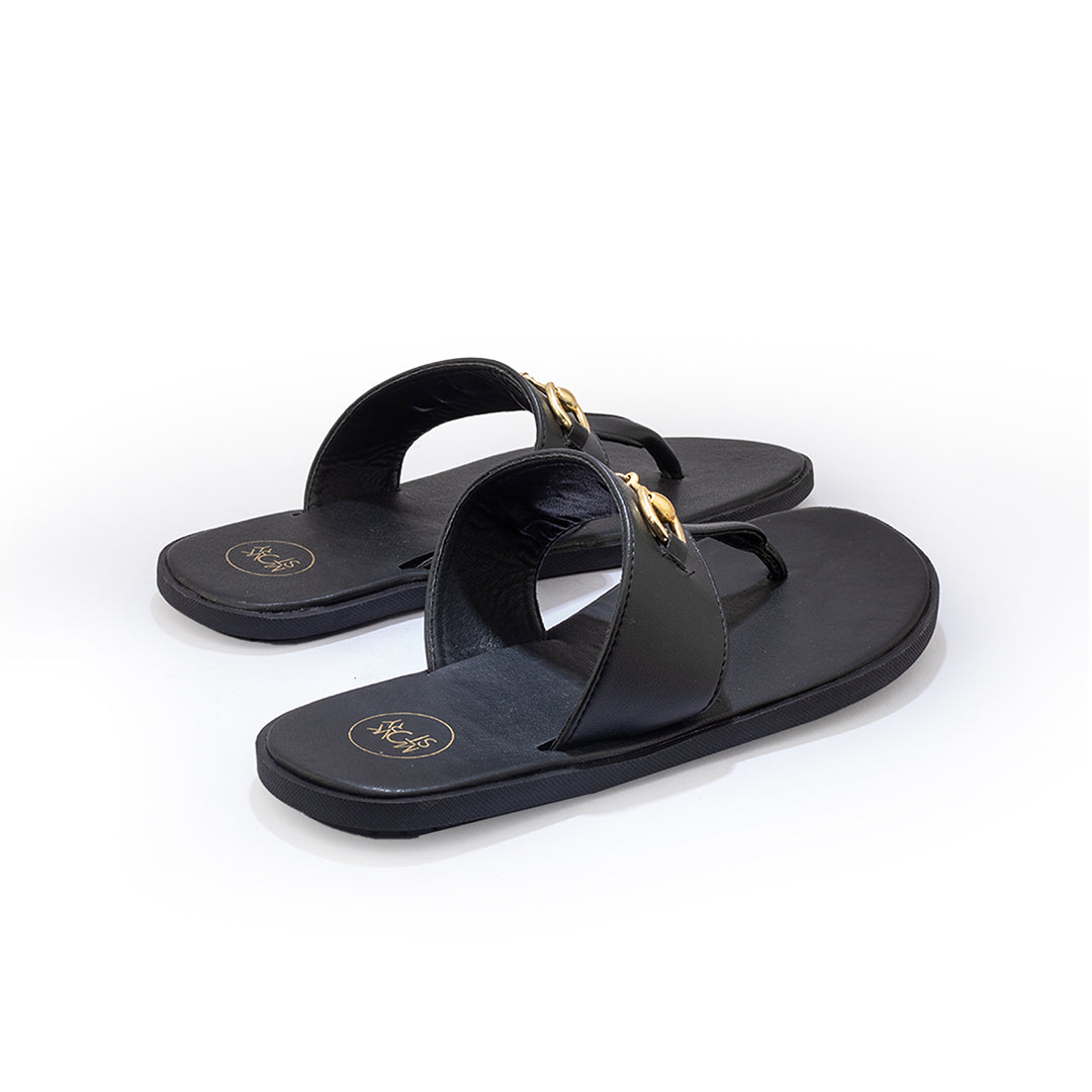 Elegant Black Sandals with Horsebit Design