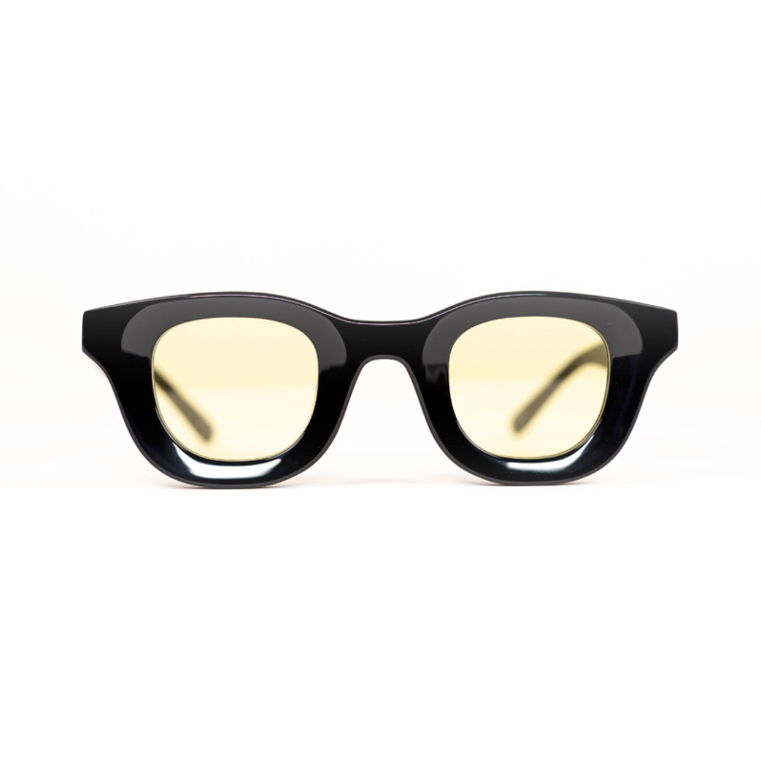 MonkStory Thick Acetate Unisex Sunglasses - Black With Yellow Lens