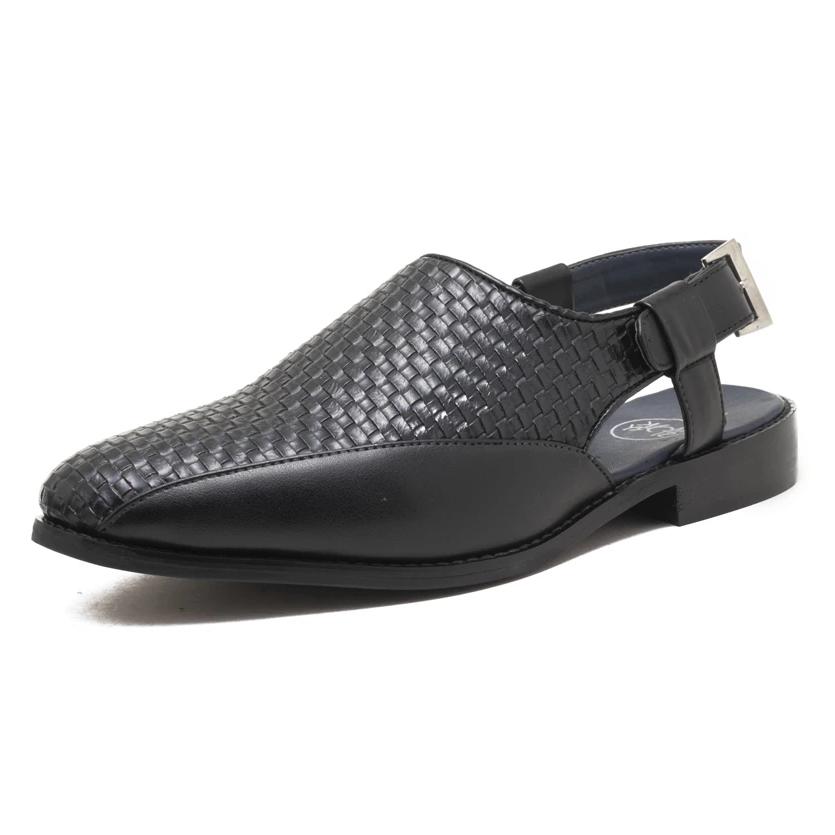 A pair of Avola Braided Sandals - Black slip on monk sandals by Monkstory.