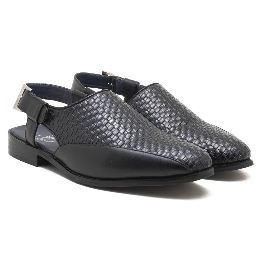 Buy Black Woven Leather Sandals by Tissr Online at Aza Fashions.