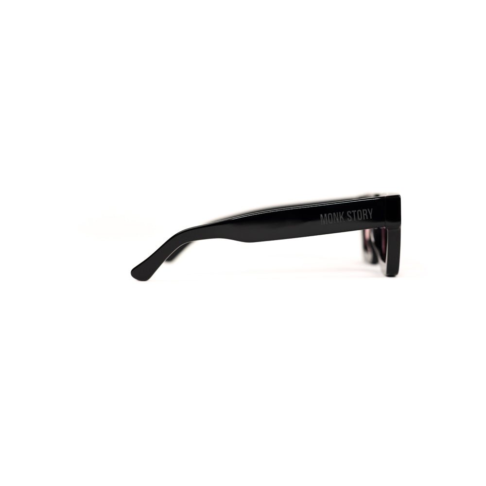 MonkStory Runway Acetate Unisex Sunglasses - Black With Purple Lens