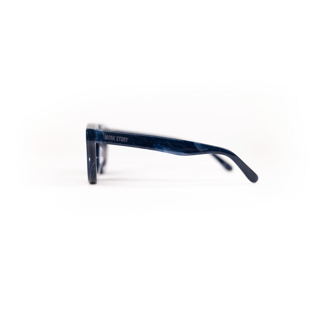 MonkStory Thick Acetate Unisex Sunglasses - Marbleous Blue
