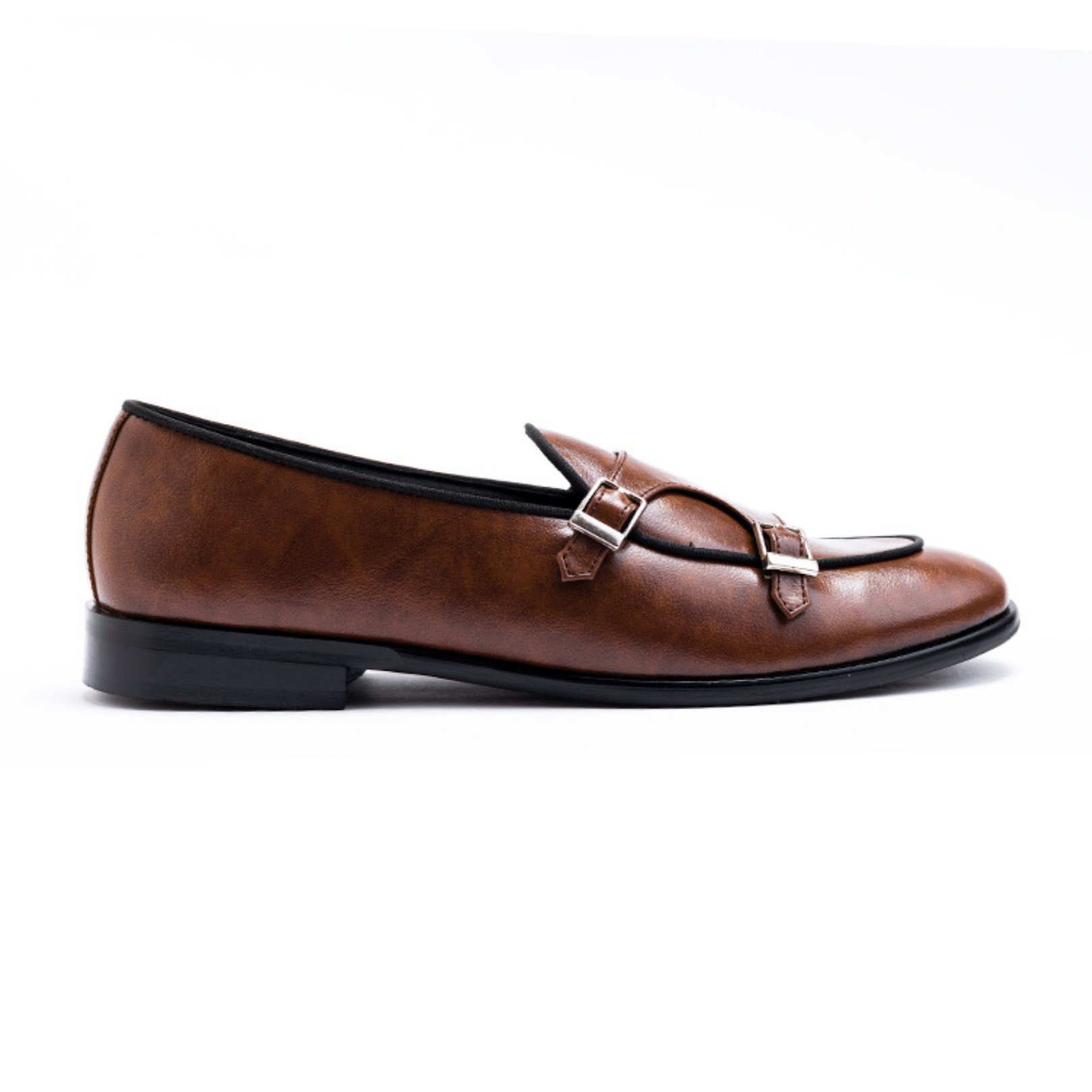 A Luxious 2.0 Classic Double Monk slip-on loafer with two steel buckles by Monkstory.