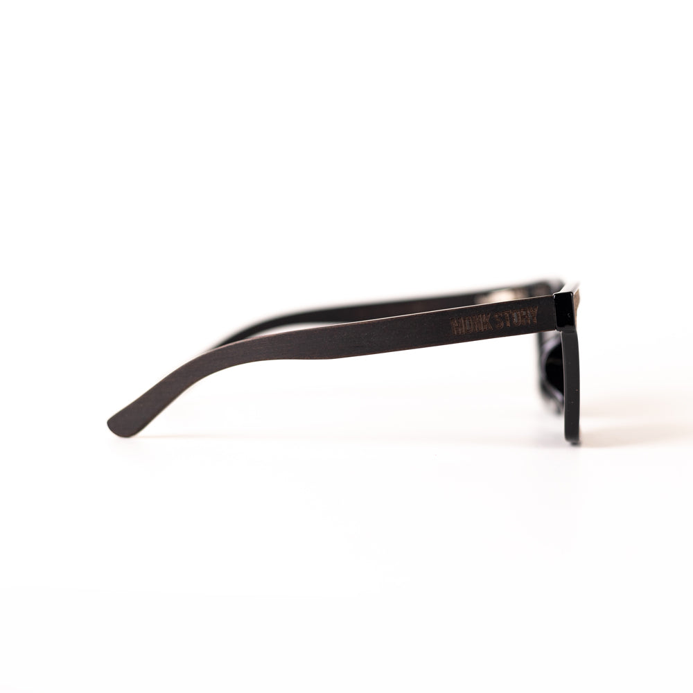 MonkStory Woody Wood+Acetate Unisex Sunglasses - Black Lens