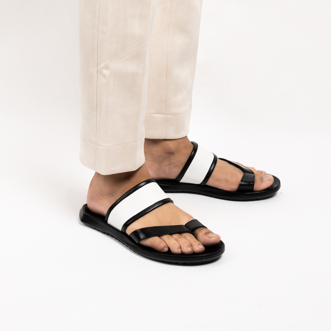 Stylist Black & white Sandals for Men