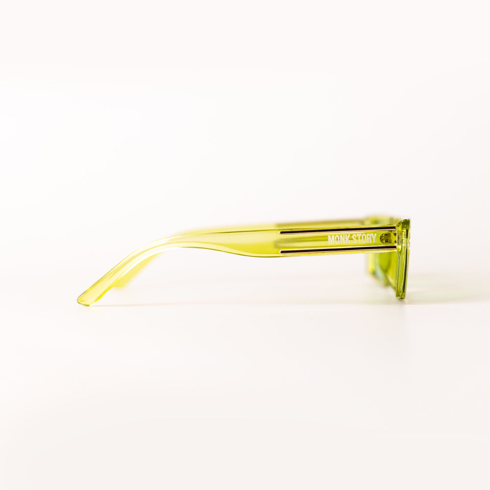 MonkStory Street Acetate Unisex Sunglasses in Frosty Green by monkstory, on a white background.