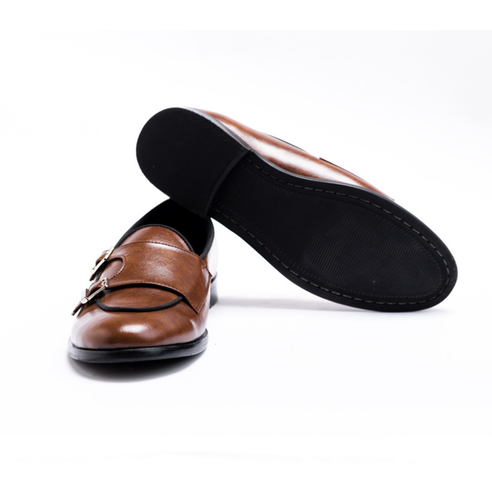 A Luxious 2.0 Classic Double Monk slip-on loafer with two steel buckles by Monkstory.