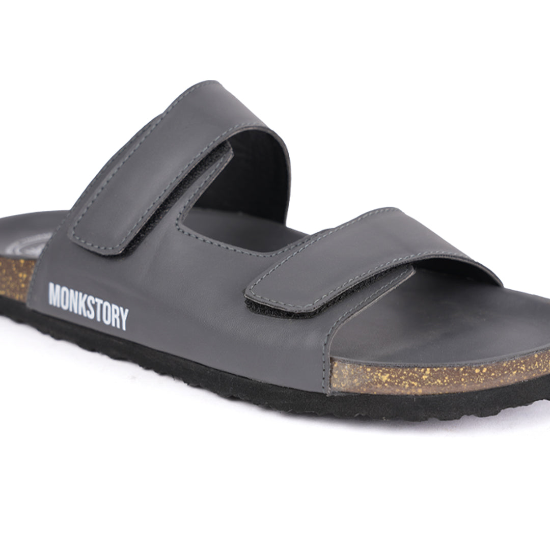 Monkstory Cork Dual-Straps Sandals - Dark Grey