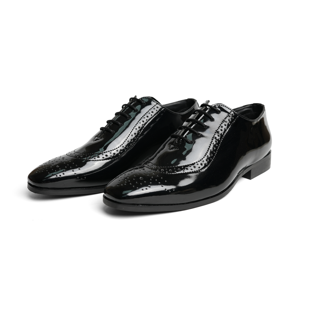 Mens black patent top leather dress shoes